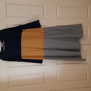 MISSLOOK COLOR BLOCKING DRESS MAXI LONG SLEEVES SCOOP NECK XL $22.00